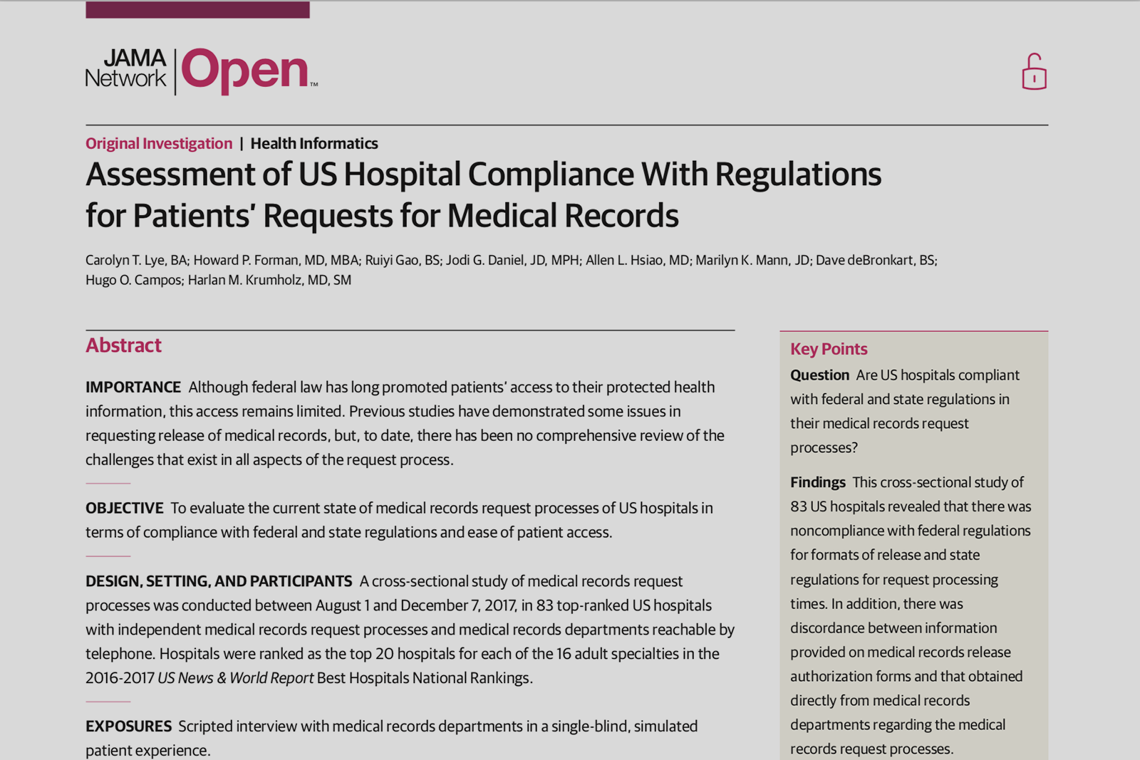 Study Shows Patient Challenges With Accessing Personal Health Information